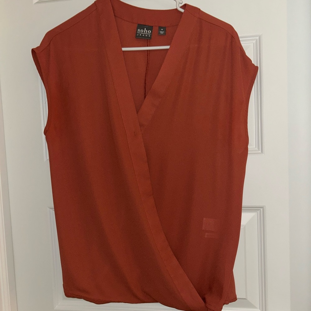 Soho Terracotta Wrap Blouse